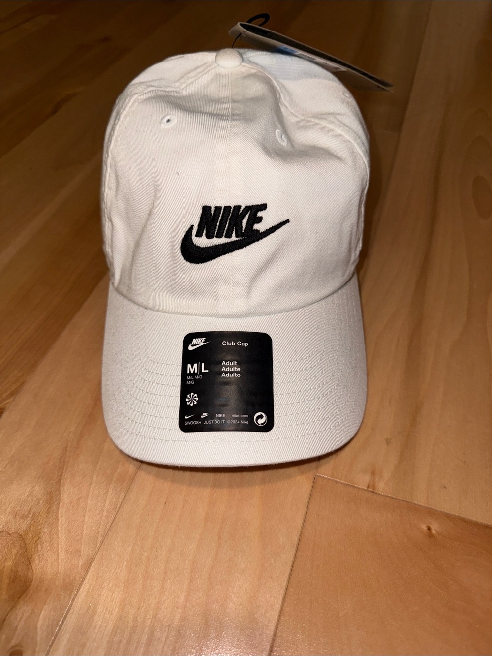 Nike White Baseball Cap with Black Swoosh